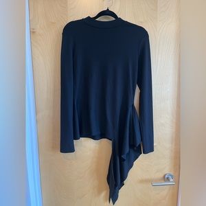 Leith black long sleeve shirt with assymetrical side tie